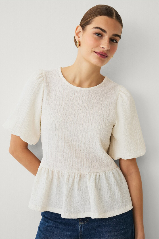 Topp med ballongermer - Hvit