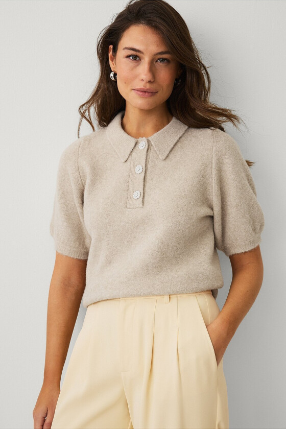 Genser med krage - Beige