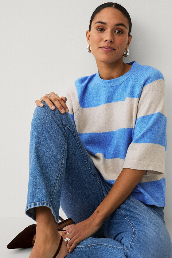 Strikket genser - Blå