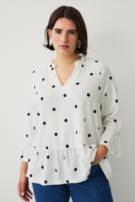 Topp i strukturert jersey - Hvit