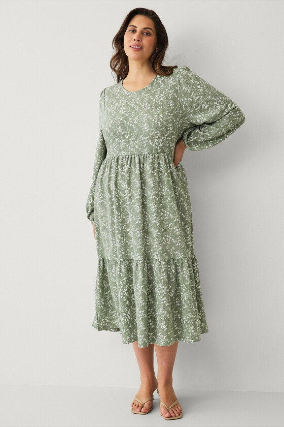 Kjole med volanger - Grønn