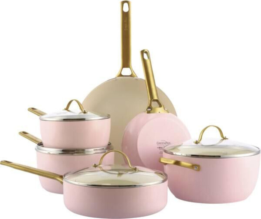 GreenPan Padova Gryte- og Pannesett - Non-stick, Rosa - 10 deler