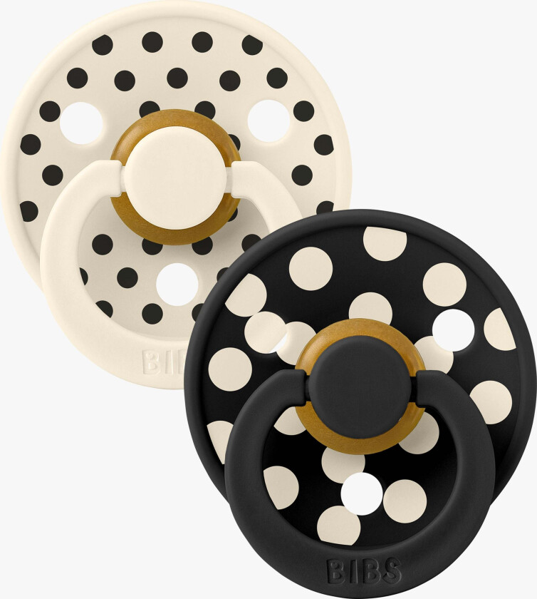 Studio Colour Polka Smokk 2-Pakk Latex Str 2 Anatomisk, Ivory/Black - Smokker - Lateks