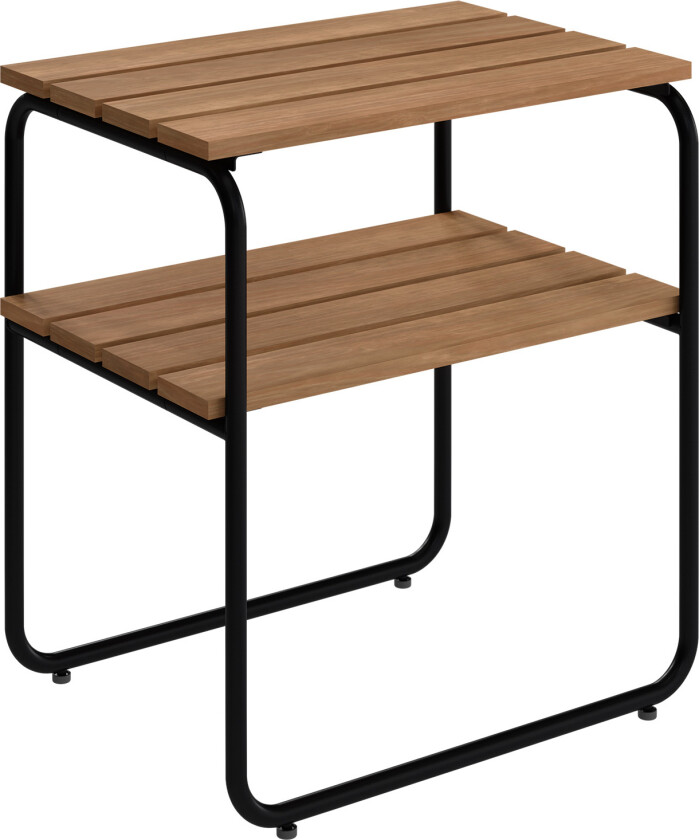 Side Table L45 Untreated Teak With Black Steel Base - Utendørs småbord og sidebord - Jan-Olof Ågren,Maria Håård - Tre farget - Metall/Tre