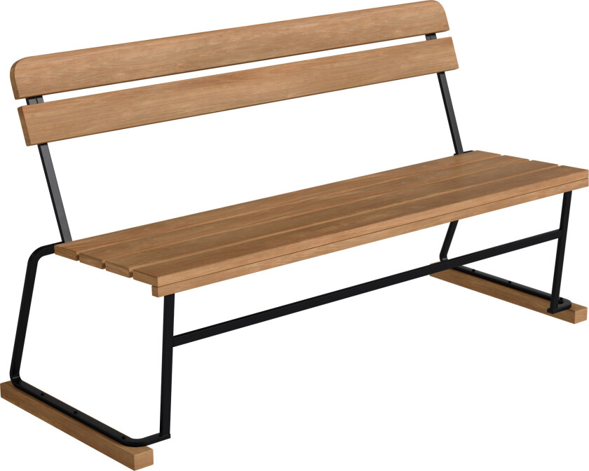 Sofa 3 Untreated Teak With Black Steel Base - Hagebenker - Tre farget - Metall/Tre