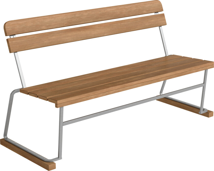 Sofa 3 Untreated Teak With Hot Galvanized Steel Base - Hagebenker - Tre farget - Metall/Tre