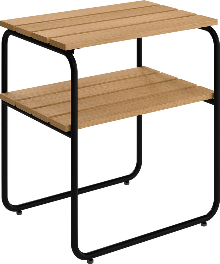 Side Table L45 Oiled Oak With Black Steel Base - Utendørs småbord og sidebord - Jan-Olof Ågren,Maria Håård - Tre farget - Metall/Tre