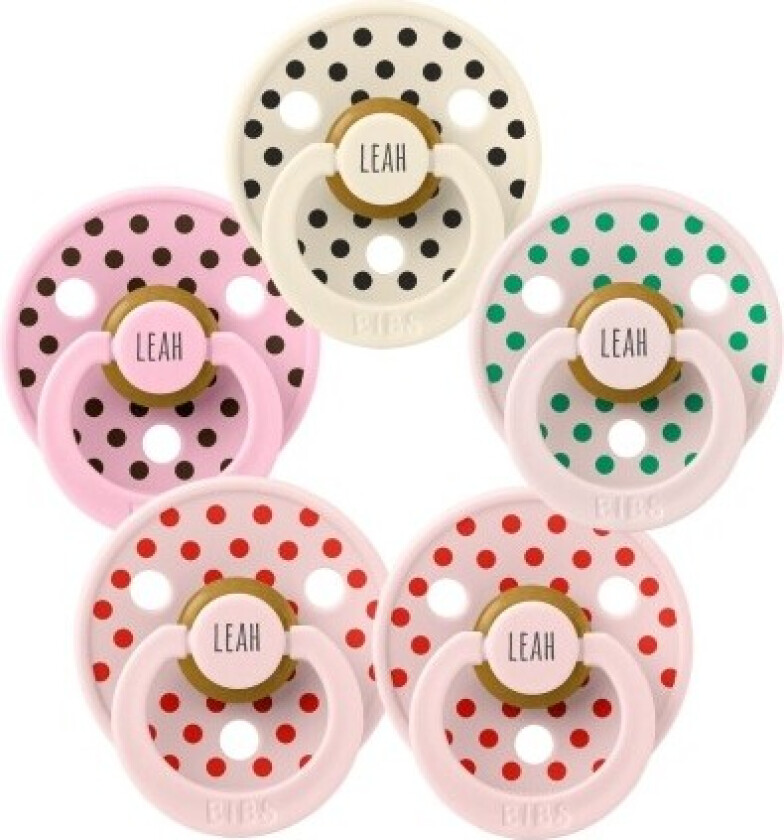 Bilde av Bibs Studio Polka Dots Colour, Str. 1 (0-6 Md.), Rund - Latex, Smokker Med Navn, 5-pak