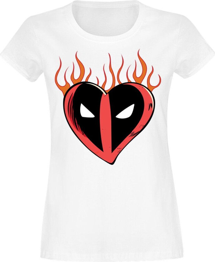 Disney T-skjorte - Flaming Heart Logo - S til XXL - Unisex - hvit