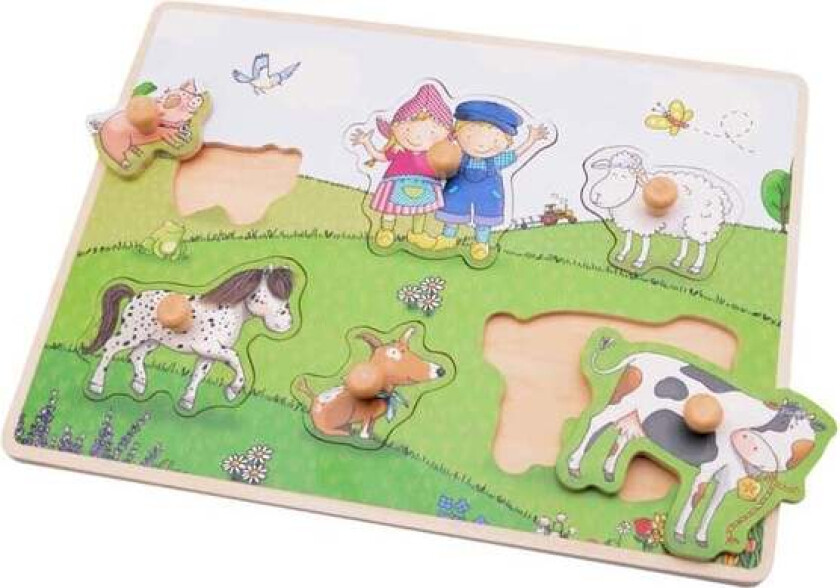 Fien & Teun Wooden Button Puzzle - 6 pcs. Tre