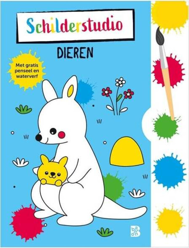 Coloring Book with Paint Palette and Brush Animals