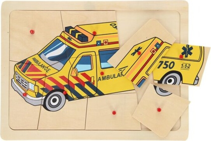 Wooden Knob Puzzle Ambulance 9 pcs. Tre