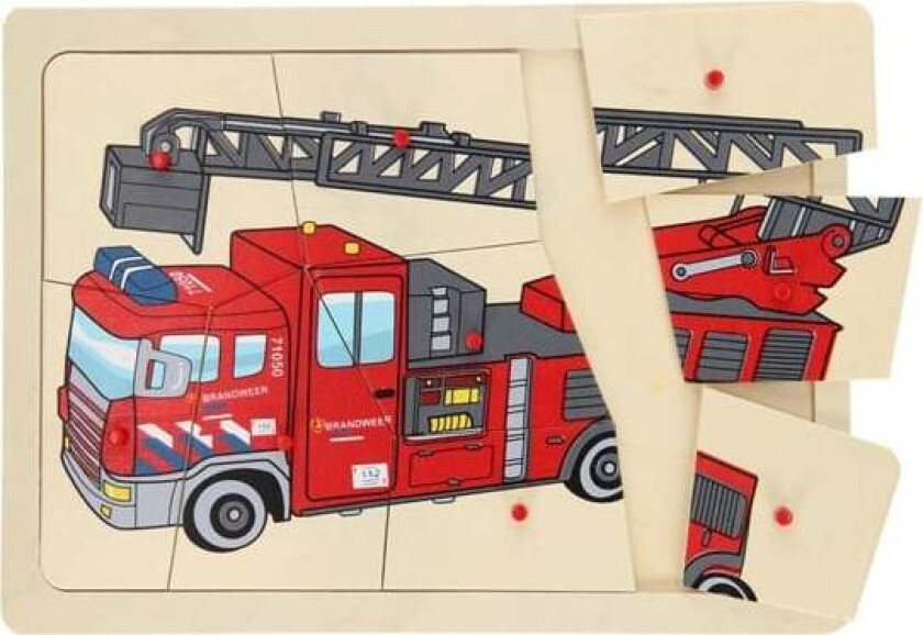 Wooden Knob Puzzle Fire Brigade 9 pcs. Tre