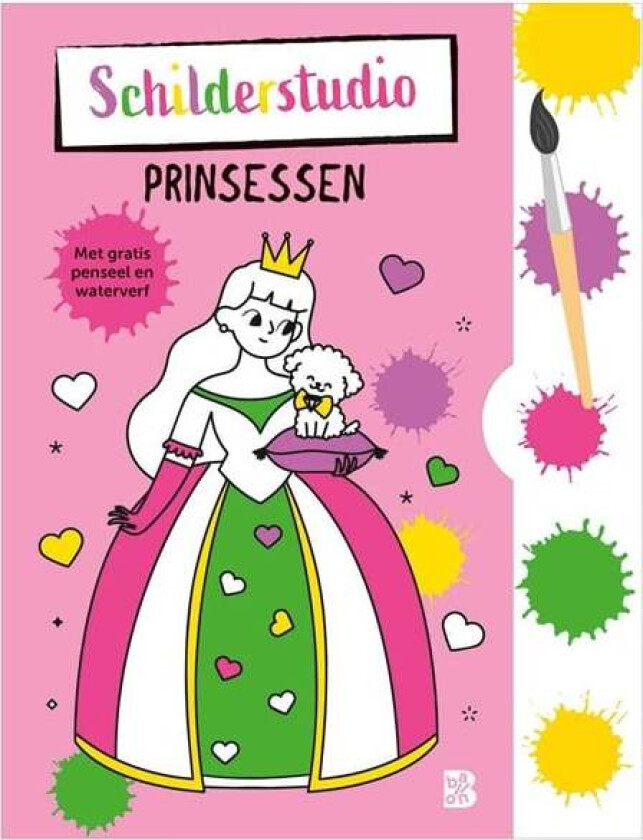Coloring Book with Paint Palette and Brush Princesses