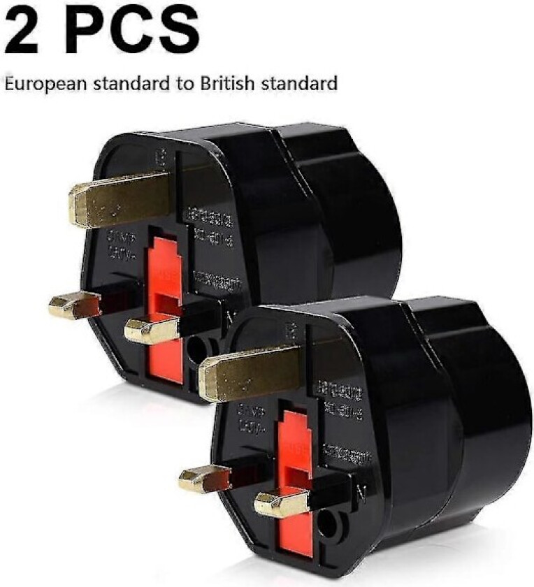 2x Reiseadapter Plugg For England - Reiseplugg Strømadapter Eu Til Uk Stikkontakt - Reiseplugg