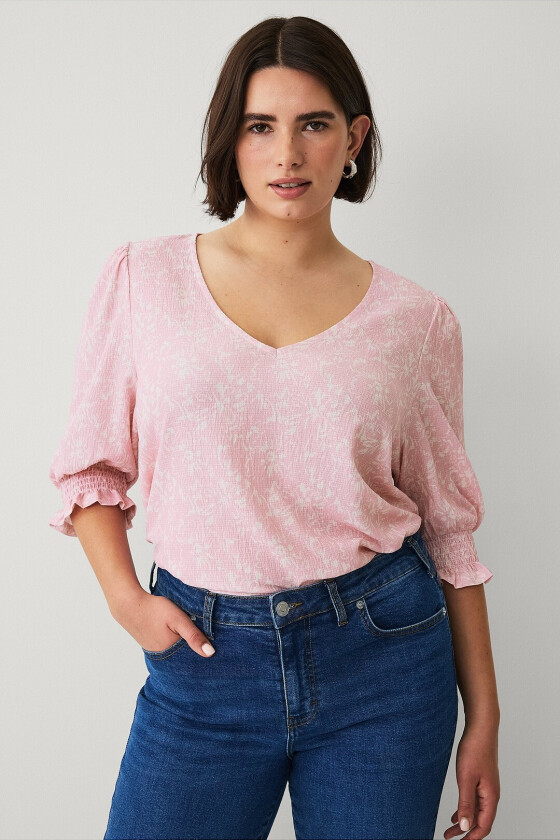 Topp med bobleermer - Rosa