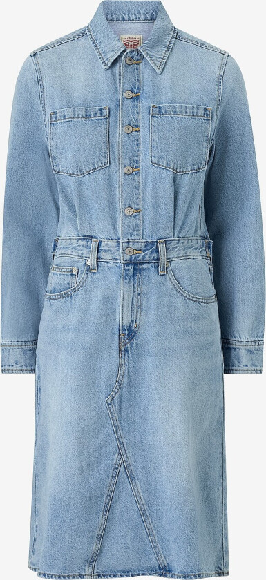 Denimkjole LS A Line Western - Blå