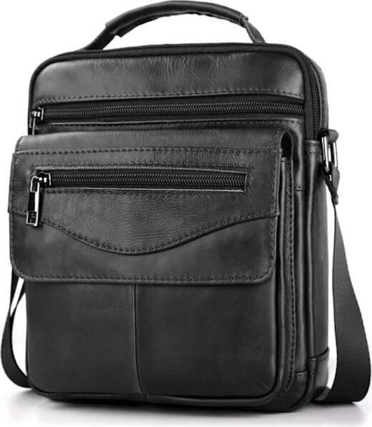 Svart Herreveske Messenger Bag Ekte Lær Herreveske Messenger Bag Crossbody Herreveske Clutch Veske Stor Herreveske Crossbody Veske Skulderveske Busine...