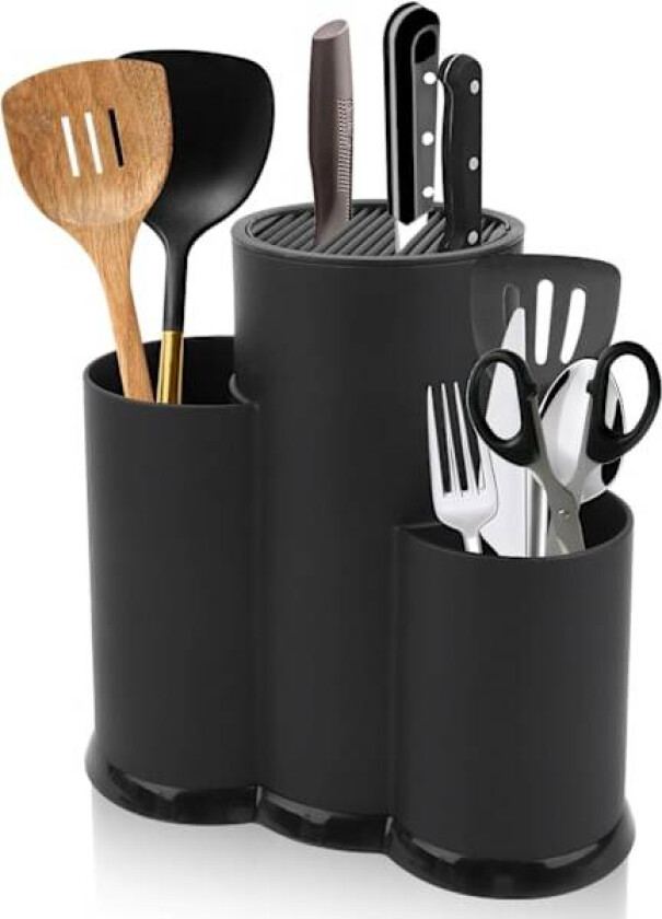 Bilde av 3-i-1 Universell Tom Knivblokk, Kjøkkenknivholder, Rund Kjøkkenknivoppbevaring, Holder, Kjøkkenredskapshylle, Plassbesparende Knivholder