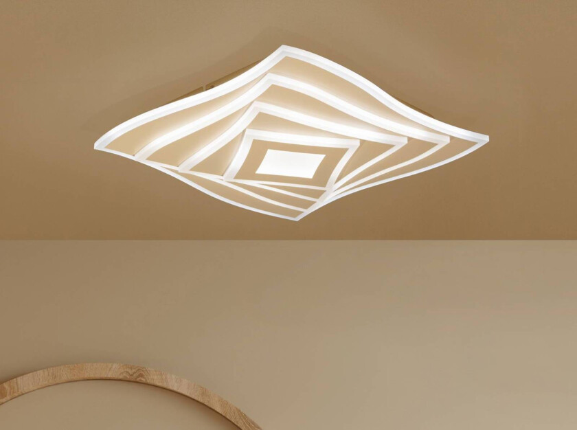 LED-taklampe HERO, sand, 40x40 cm, fjernkontroll, CCT dimbar