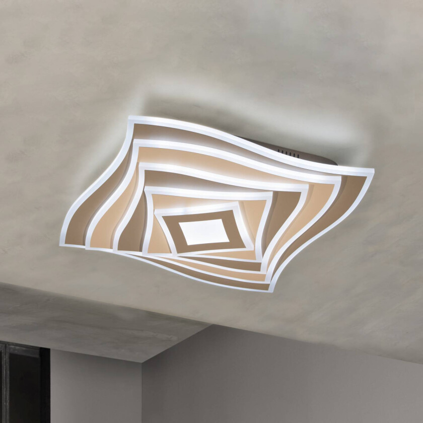 LED-taklampe HERO, greige, 50x50 cm fjernkontroll CCT dimbar