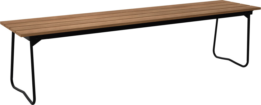 Bench 9 Untreated Teak With Black Steel Base - Hagebenker - Artur Lindqvist - Tre farget - Metall/Tre