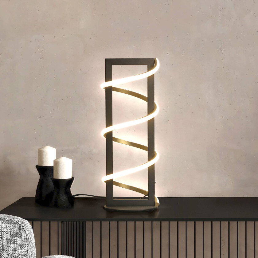 LED-bordlampe Gwen, svart, høyde 45 cm, CCT, berøringsdimmer