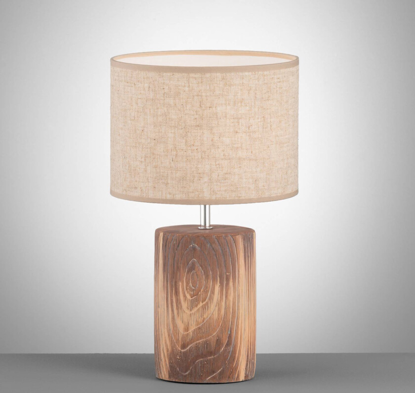 Bordlampe Malik, sandfarget, linnetekstil, høyde 43 cm E27