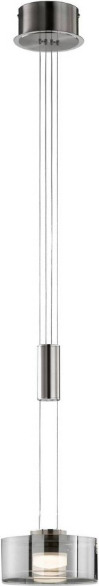 LED-hengelampe LAVIN, nikkel/røyk, Ø 20 cm, metall/glass dimbar