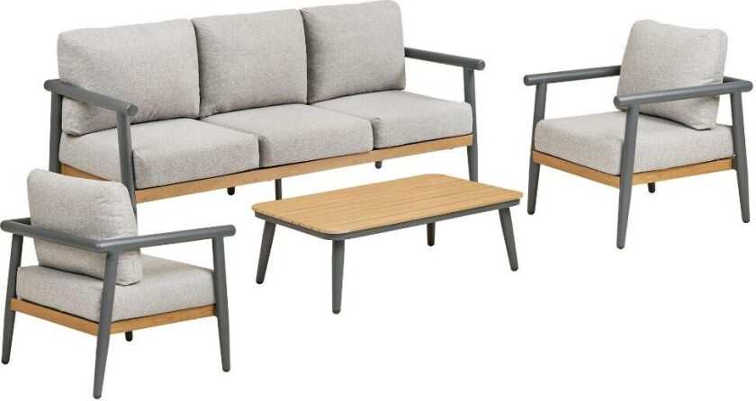 Camilla loungesett inkl. puter sofa, 2 stoler, 1 bord gråbeige.