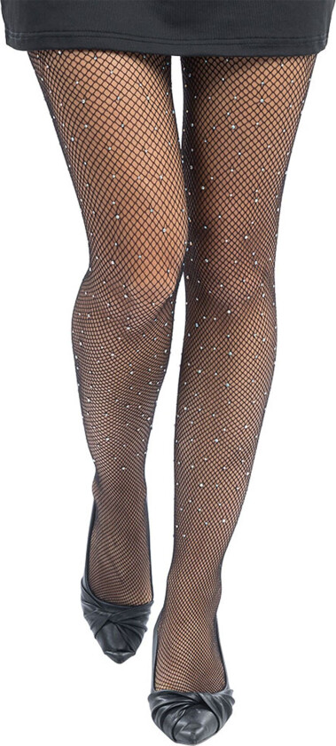 Nettingstrømpebukse med steiner svart