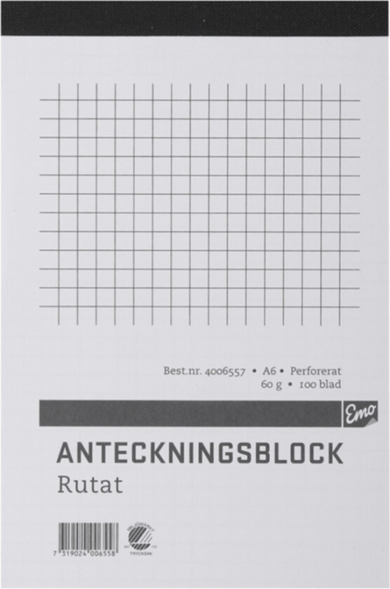 Notatbok A6 rutet, perforert, 5 stk