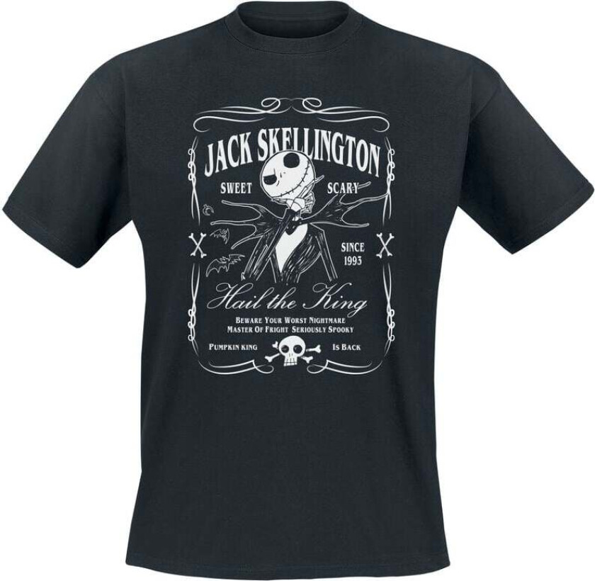 Disney T-skjorte - Jack Skellington - Label - M til 3XL - Herrer - svart
