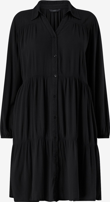 Skjortekjole med volanger - Svart