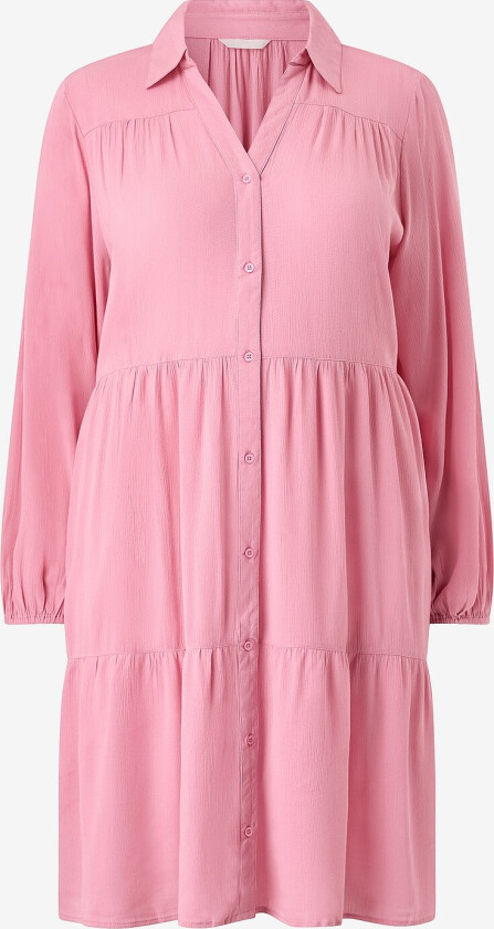 Skjortekjole med volanger - Rosa