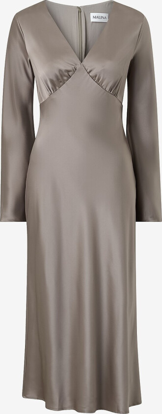 Maxikjole Carolina Flared Sleeve Satin - Grå