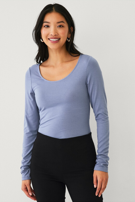 Topp med rund hals - Blå