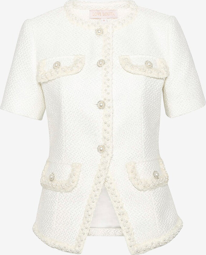 Topp Abbot i tweed - Hvit