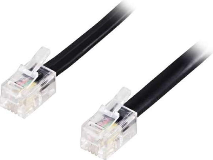 Modulær kabel, 4P4C (RJ9/RJ10/RJ22) - 4P4C (RJ9/RJ10/RJ22), 10m, svart
