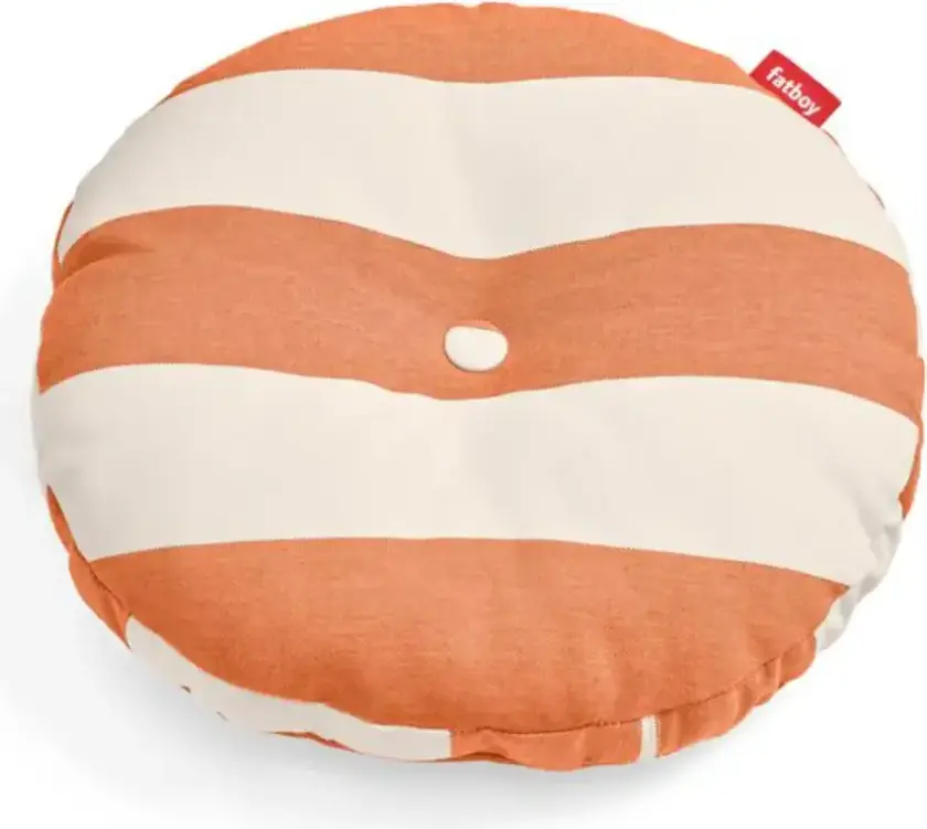 sirkelpute dekorativ pute stripe oransje kremfarget