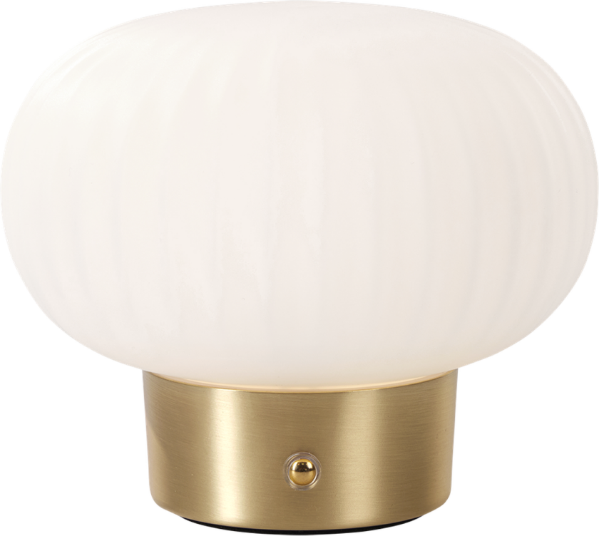 Zoe bordlampe - Oppladbar - Hvit / Messingfarget