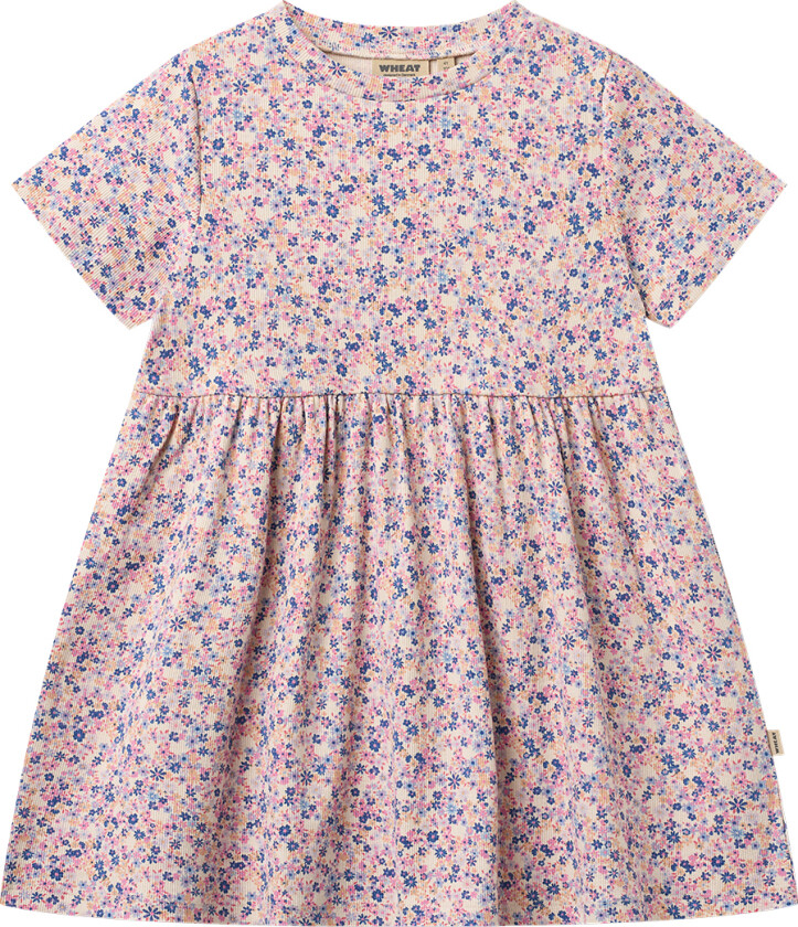 Kjole - Jersey - Anna - Rosa Blue Blomster - - 6 år (116) - Kjole