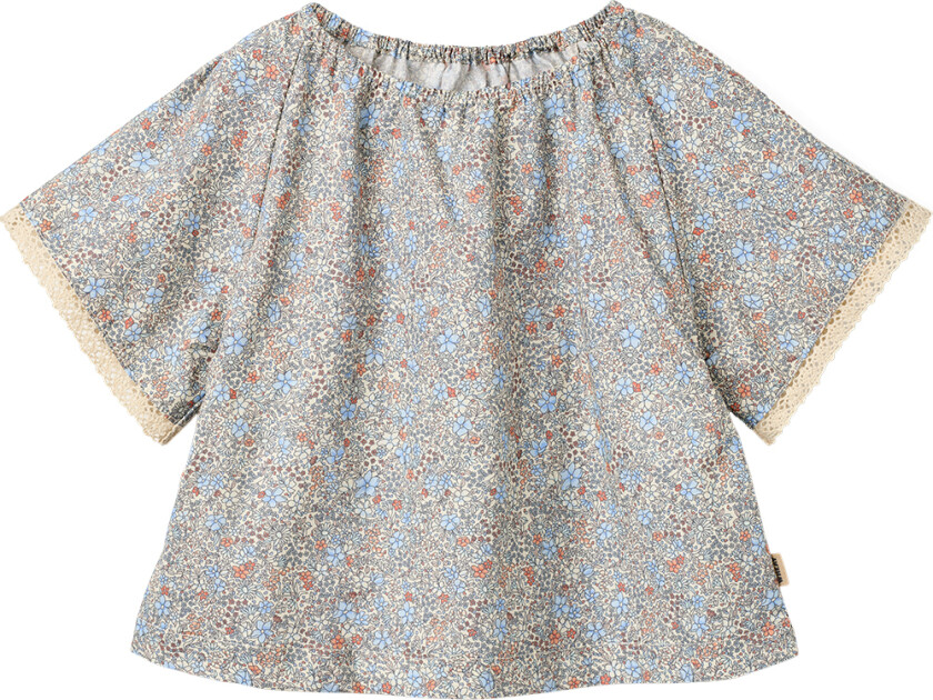 T-skjorte - Hannah - Air Blue Blomster - - 68 - T-skjorte