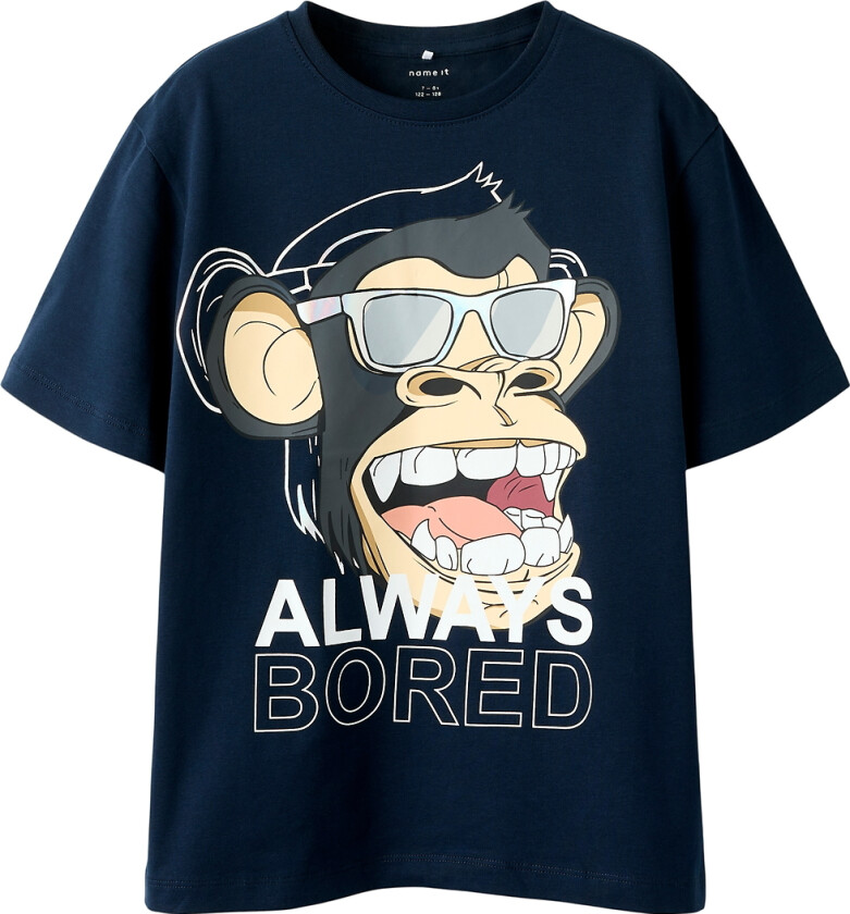 T-skjorte - NkmFaddy - Kjedelig - Navy Blazer - - 7-8 år (122-128) - T-skjorte