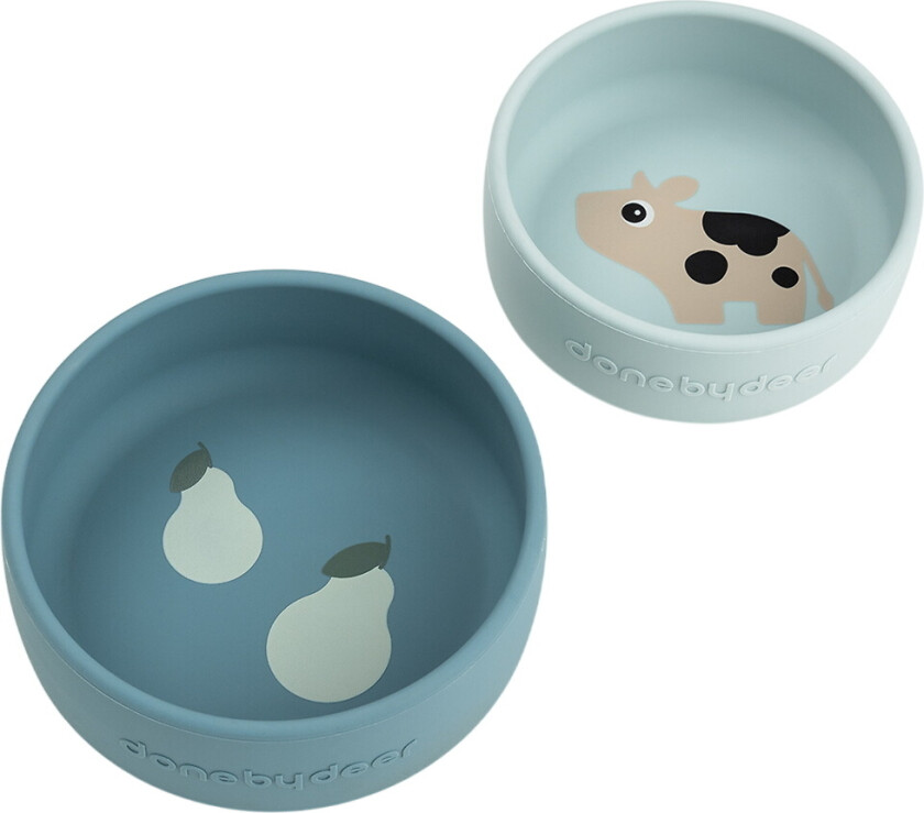 Skål - 2-pack - Silikon - Dotti - Blå - - OneSize - Skål