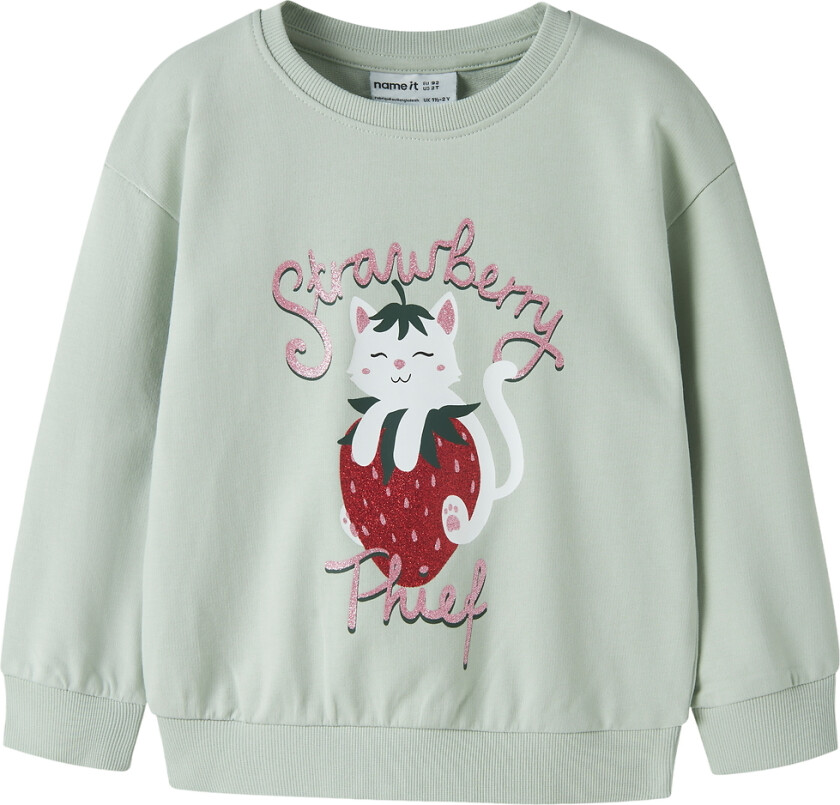 Collegegenser - NmfVisus - Pale Aqua/Strawberry CAT - - 2 år (92) - Collegegenser