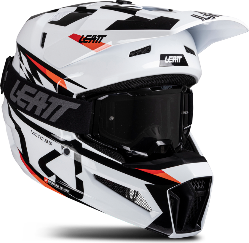 Crosshjelmsett Leatt Moto 3.5 V25 Med Briller Cross HvitXXL
