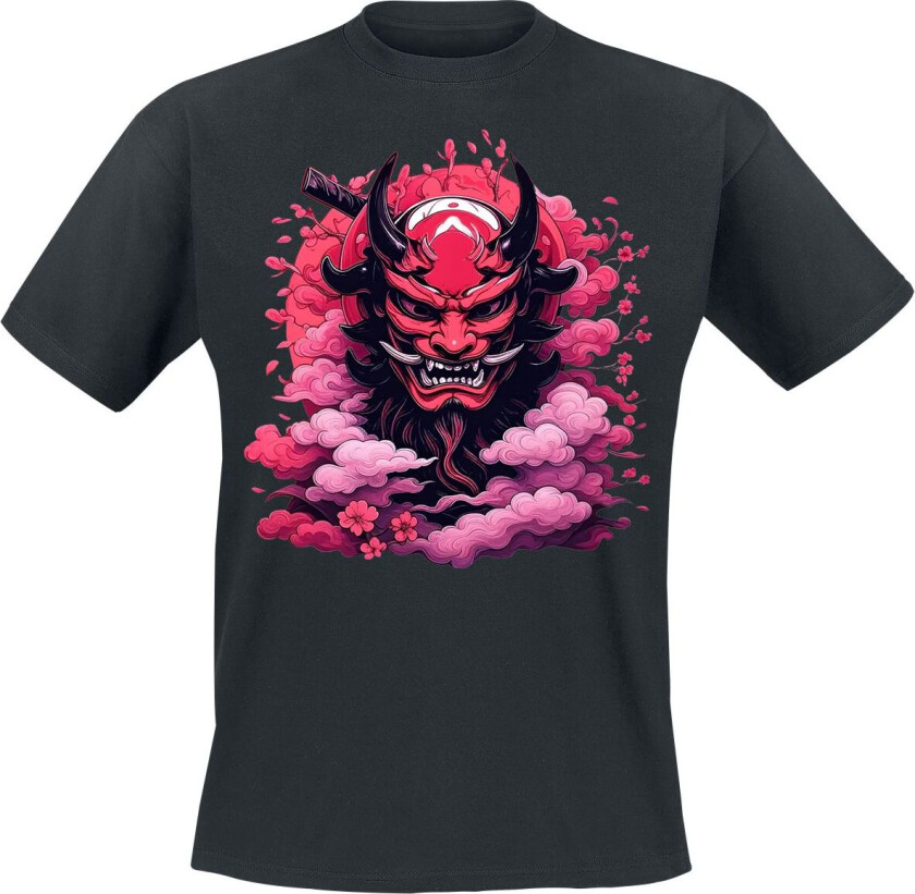 Fun T-skjorte - Oni Mask - M til 3XL - Herrer - svart
