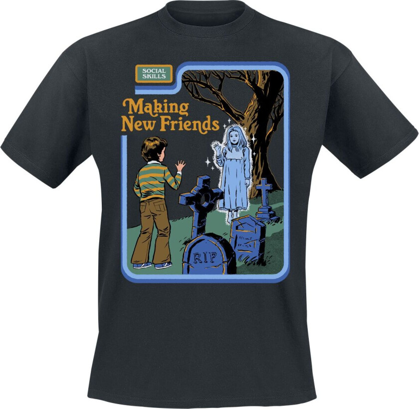 Fun T-skjorte - Making New Friends - M til 3XL - Herrer - svart