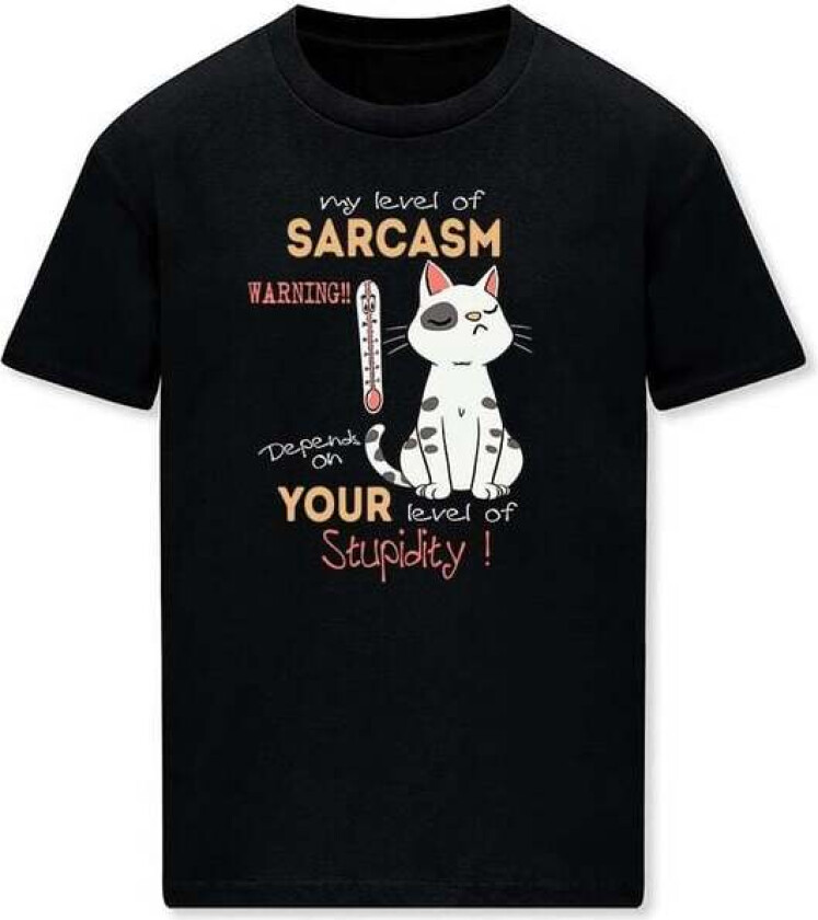 Fun T-skjorte - Level of Sarcasm - M til 3XL - Herrer - svart